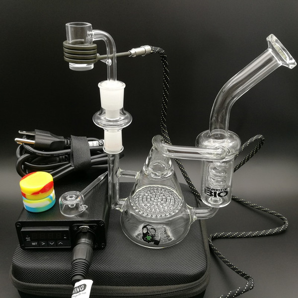 Top quality E digital Quartz Nail kit D electric Nail heater Coil PID box with Glass bong Honeycomb percolator oil rig DHL free