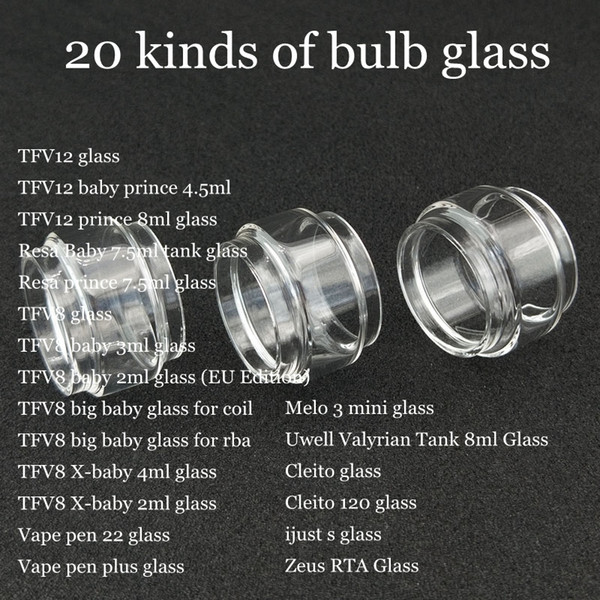 Fat Extend Replacement Bulb Bubble Glass Tube for TFV12 prince Resa TFV8 big baby RBA X-baby Vape pen 22 plus Valyrian Cleito 120 ijust DHL