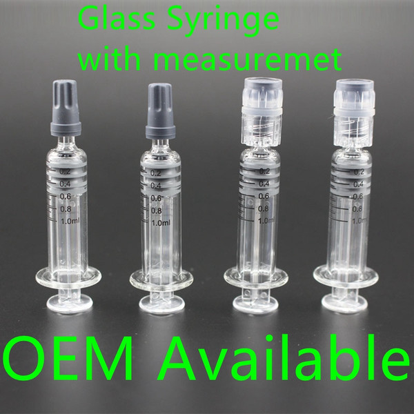 1ML Luer Lock Glass Syringe glass with measurement mark tip For Oil Cartridge Glass cartridge thick oil Tank Clear Color DHL Free Shipping