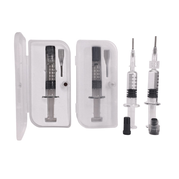 MOQ 2 units 1ml Luer Lock Luer Head Glass Syringe 1cc Injector with Graduation Mark needle plastic tube packaging for Co2 oil Carts