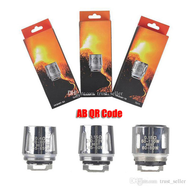 Authentic TFV8 BABY Beast Tank Coils Head AB QR Codes V8 Baby-T8 T6 X4 M2 Q2 0.4/0.6ohm Coil Cores Original