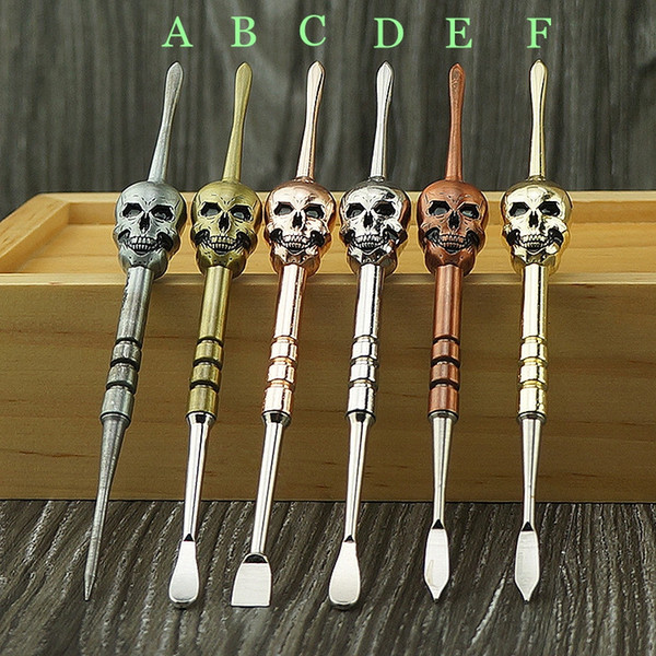 Skull design wax dabber tools 6color 120mm changeable disassembled dab jar tool metal titanium nail for dry herb vaporizer atomizer vape DHL