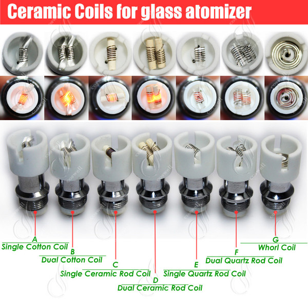 Quartz Ceramic Cotton replacement atomizer dual glass globe coils Donut wax dry herb Herbal vaporizers vape pen e cigarettes vapor core