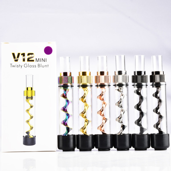 V12 mini Twisty Glass Blunt Kit grinder Filter System More Accessories herbal Pipes v12 glass pipes