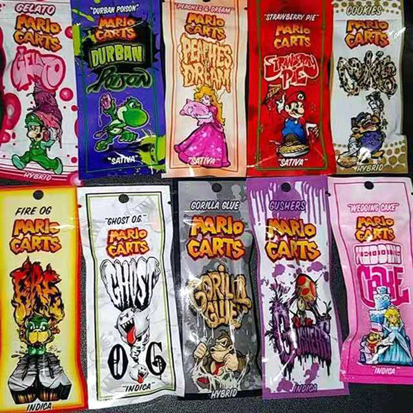 Popular 40 Flavors Package for Exotic Carts Mario Carts Vape Cartridge Cearamic Coil 1.0ml AC1003 Vape Tank 510 Cartridge Ziplock Bags