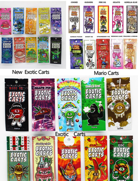 NEW ARRIVAL 30 flavors Exotic Carts Bags Packaging Mario Carts Ziplock Package for Cearamic Coil 1.0ml AC1003 Vape Atomizer Cartridges Tanks