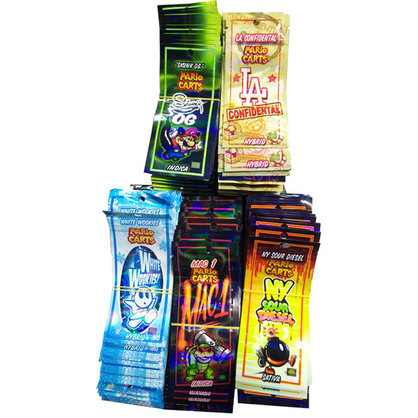 New Hologram Mario Carts Rainbow Film Ziplock Bags Package Vape Cartridge Packaging For 1.0ml Gold AC1003 Vape Tank 510 Cartridges Atomizer
