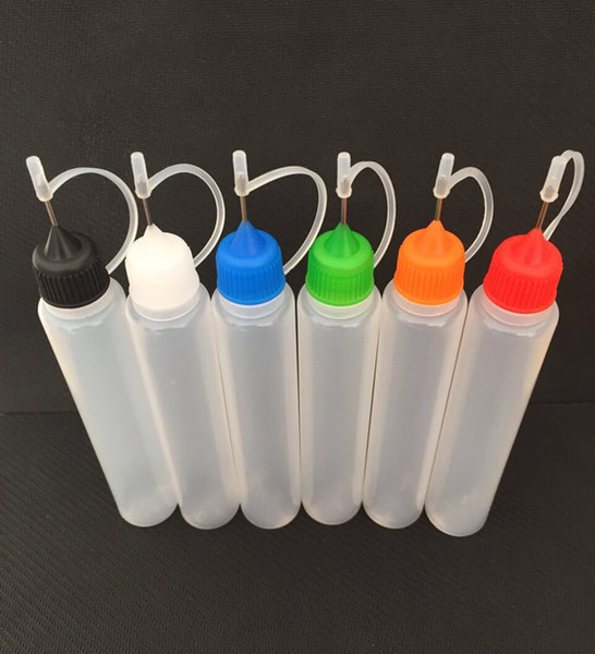 Promotion E-Cig Plastic Dropper Bottle With Metal Tip Empty Bottle 30ml 60ml Metal Needle Plastic Bottles With Multicolor Caps For E Liquid