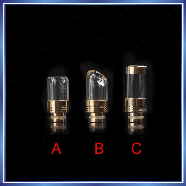 Electronic Cigarette 510 Glass Drip Tips Glod Plated Version Large Caliber Glass Drip tip Fit EGO Atomizers Mechanical Clearomizer Mouthpiec