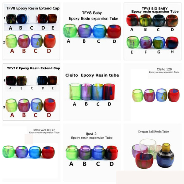Newest Replacement Resin Tubes for Smok TFV12 TFV8 Baby Big Baby Tank Cleito 120 iJust 2 Dragon Ball RDTA CP RTA Resin Caps