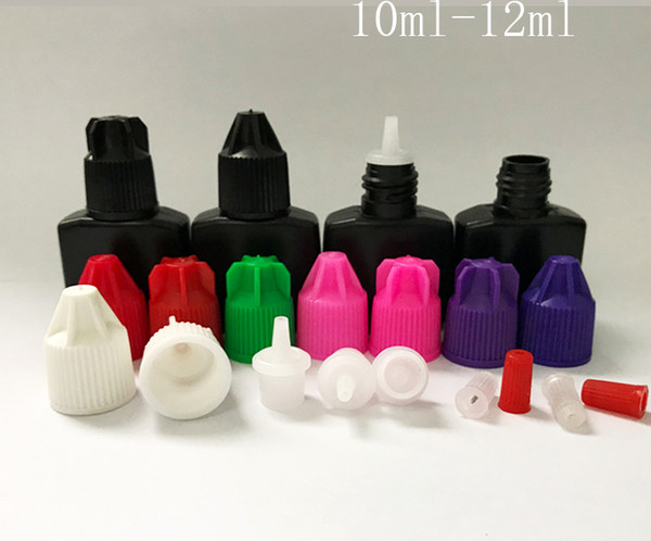 New Empty Black Eyelash Glue Bottles 2-4ml 5-7ml 10-12ml Plastic Bottle Square For Spray Parfum Fles E Liquid Juice With Needle Tips Droper