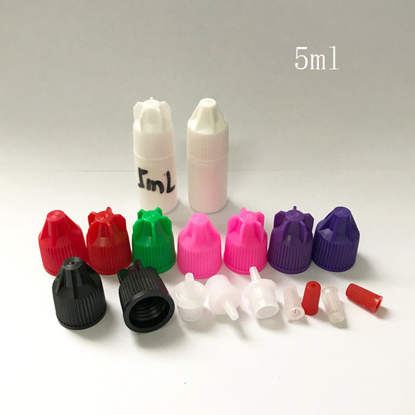 Colorful Dropper Bottles For Eyelash Glue E Liquid 5ML With Needle Tips Empty Plastic Bottle For Spray Parfum Fles E Liquid Juice DHL