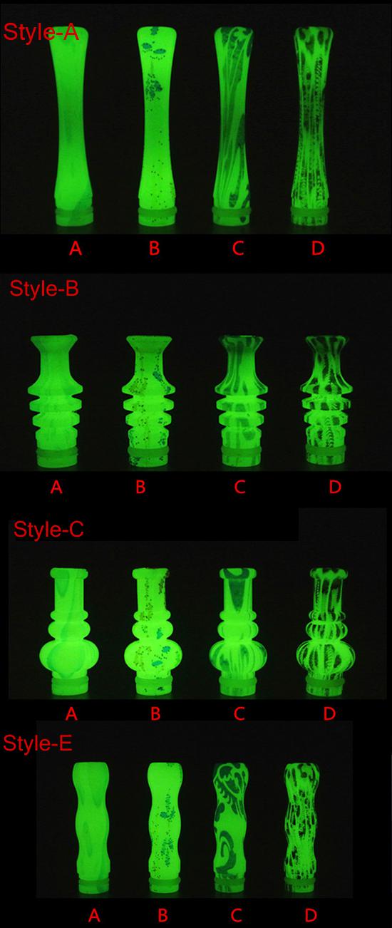 Electronic Cigars EGO 510 Drip Tips With Leopard Colorful Luminous Plastic Glow in Dark E cigars EGO Mouthpiece