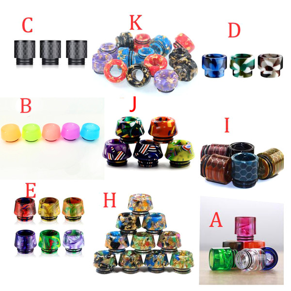 New Arrival 810 Epoxy ResinStripe Mushroom Sprial Sky Star Carbon Fiber TFV8 Drip Tips For 810 thread TFV8 Big Baby Tank TFV12 Prince