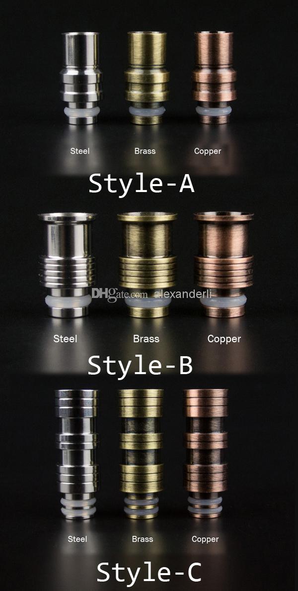 Electronic Cigarette Brass/Copper/Stainless Steel 510 Drip Tips Fit eGo Atomizers E cigars Clearomizers Electronic Cigars Mouthpiece