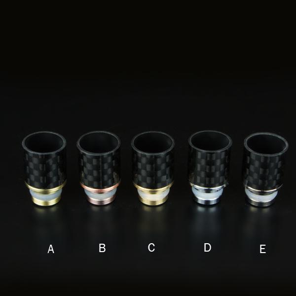 E cigarettes Carbon Fiber Drip Tips 510 Mouthpiece with Stainless steel Flat for RAD EE2 DCT E Cigares Mechanical Mods SS wide bore Drip Tip