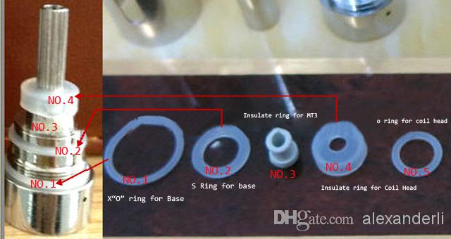 Insulated Ring for Ego Replaceable Coil Head O Ring Fit for E-Cig MT3 H2 Atomizer Miniprotank Protank Clearomizers Sealing Ring Heater