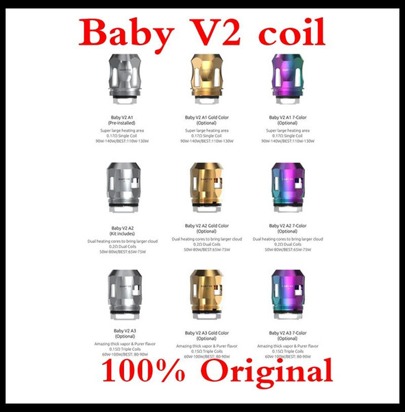 100% Original TFV8 Baby V2 Coil Head Family Baby V2 A1 A2 A3 Stainless Gold 7-Color Coils For TFV8 Baby V2 Tank