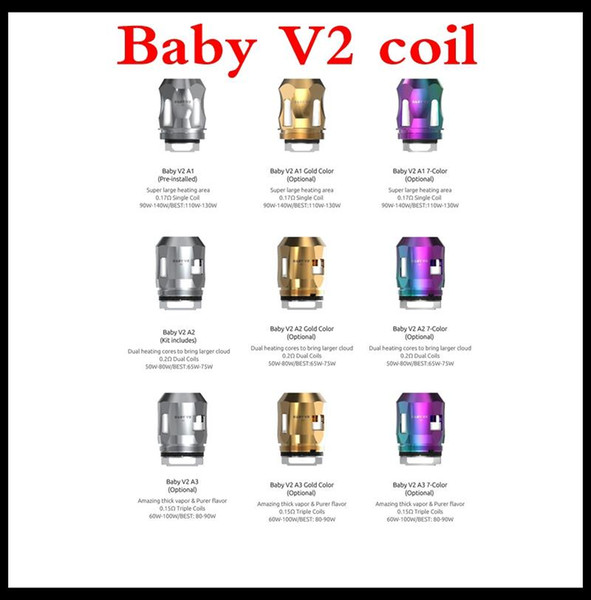 100% Original TFV8 Baby V2 Tank Atomizer 5ML with Baby V2 A1 A2 Coils Faster Heating Massive Vapor & Antibacterial Anti-Leakage Design