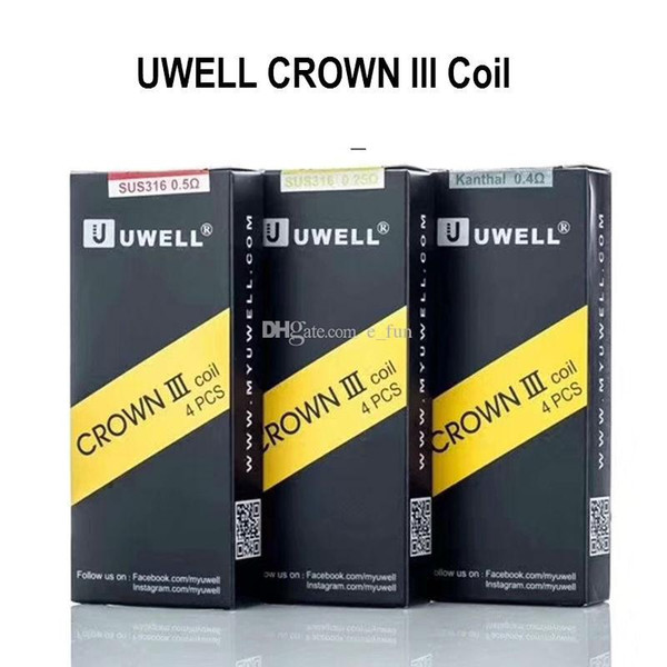 Uwell Crown 3 Coils Electronic Cigarette Top Quality SUS316 0.25/0.5ohm Replacement Coil Head for Crown III Tank eCigs Vaporizer DHL