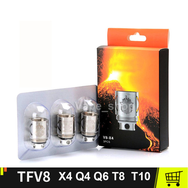 Top Quality Vape TFV8 Coils V8-T8 V8-T6 V8-Q4 V8-X4 V8-T10 Replacement Coil head For TFV8 Cloud Beast Tank Atomizers Authentic Via DHL