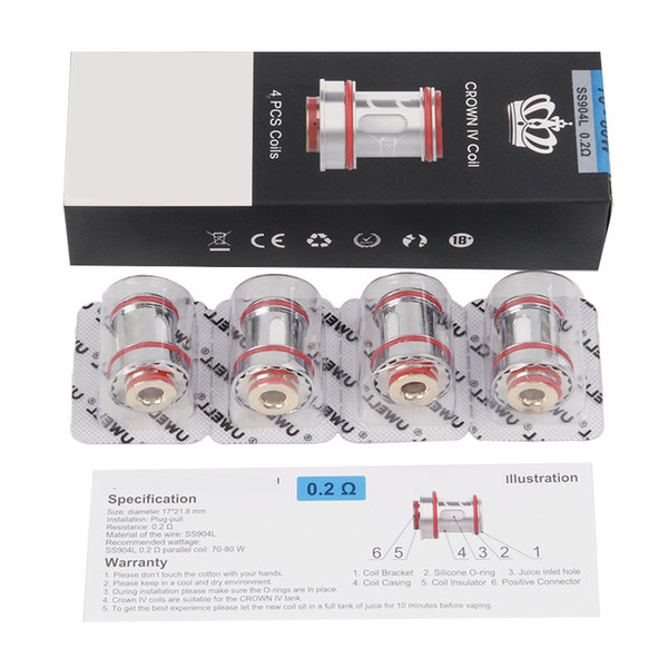 Uwell Crown 4 Coil 0.2ohm 0.4ohm Dual SS904L Crown IV FeCrAl UN2 Mesh Coil 0.23ohm Replacement Coils Head For Crown 4 Tank Original