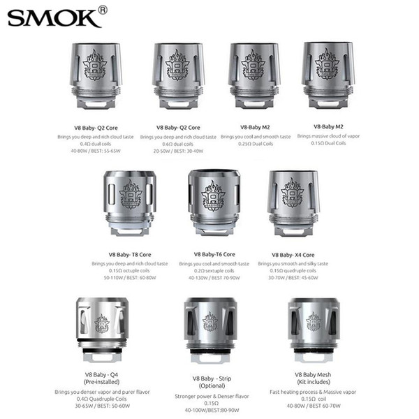 SMOK TFV8 Baby Coils V8 M2 Q2 Q4 X4 T6 T8 Baby Mesh Strip Coil Replacement Heads / Cores Fit for V8 Baby Beast Tanks Atomizer 100% Genuine