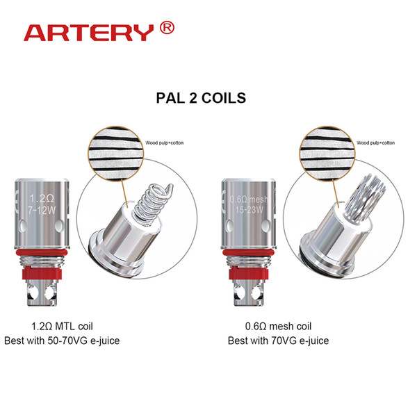 Retail Original Artery PAL II Coil with 0.6ohm Mesh Coil/ 1.2ohm Regular Coil for PAL 2 Pod Kit replacement coil head