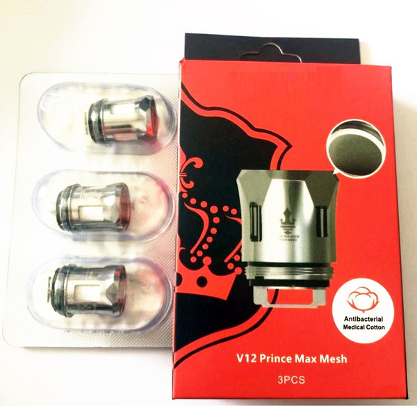 Free DHL Clone V12 Prince Max Mesh TFV12 Prince Tank Atomizer Coil V12-Q4 M4 X6 T10 Dual Triple Max Mesh Strip X2 Clapton Coils Head Core