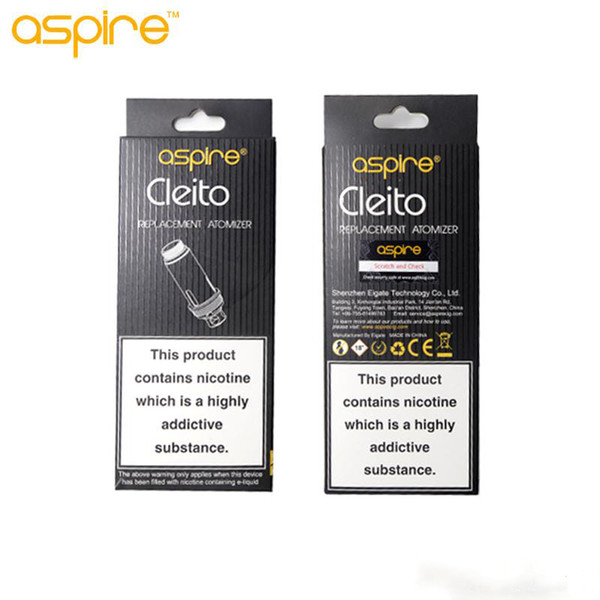 Aspire Cleito Coils 0.2ohm 0.4ohm SS316L 0.4ohm 0.27ohm Revolutionary New Coil Design Replacement Coil Head For Cleito Tank 100% Original