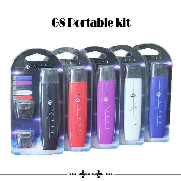 G8 Vape Pen Portable Kit Smoking Starter Kit 300mAh Battery Portable 2 Pods Vape Pen Electronic Cigarette Starter Kit Cartridges Oil Pen