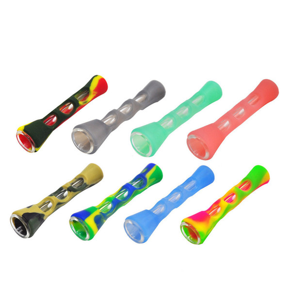 Smoking Pipe Silicone Hand Pipes Tobacco Pyrex Colorful Cute Bong with Removable Glass Bowl for Smoking Water Pipe