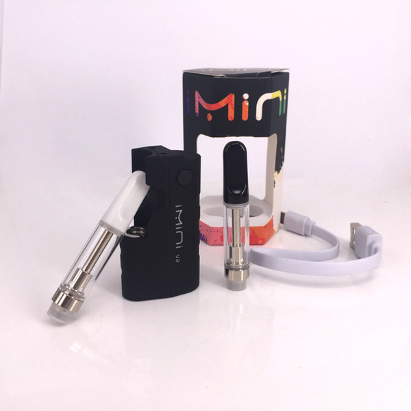 Original Imini Version 2 box Mod starter Kit 650mAh Vape VV Battery With th210 1.0ml Ceramic glass Cartridges with white black tip