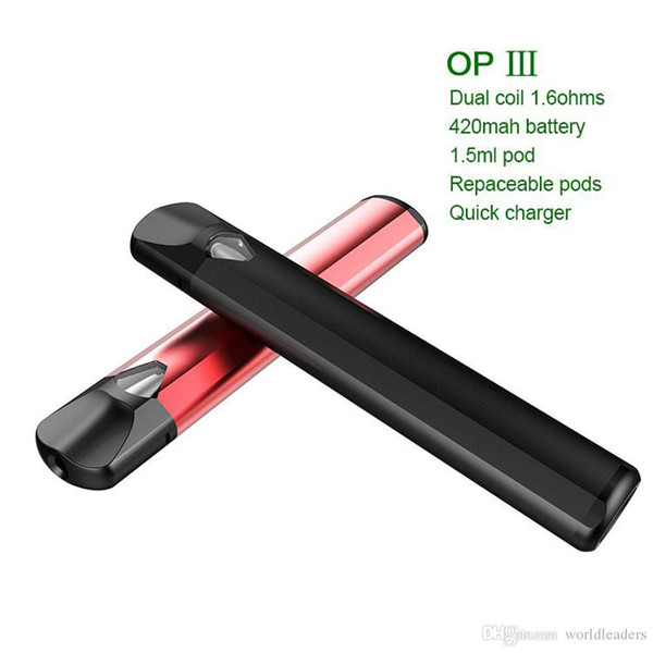 100% original OP3 Pod Starter Kit with 420mAh Battery For Wax Thick Oil Portable Flat Vape Pods pen Kit DHL Free Shipping