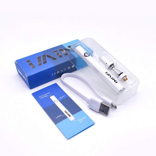 100% Authentic Imini E-smart vape Pen starter Kit 380mAh Bottom Charge adjustable Preheat Battery 0.5ml 510 thread cartridges glass Tank