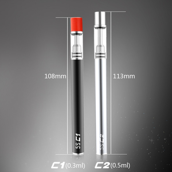 Newest Disposable e Cigarette Vaporizer Pen with Ceramic Core 5S C1 C2 Thick oil Glass Atomizer .3ml .5ml Extract Oil Cartridge Pen