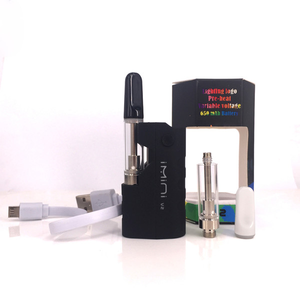 Imini 2 Starter Kit 650mAh Variable Voltage Box Mod Battery 510 Thread th210 cartridges Wax Atomizer vape pen Glass Ceramic vaporzier pen