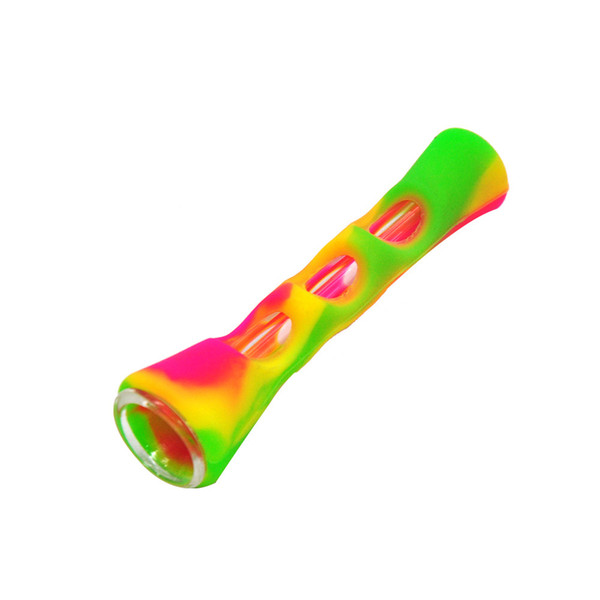 Colorful Newest Portable Silicone Tobacco Pipe for Smoking Unbreakable Hand Pipes with Glass Bowl Wax Dabber Tool Rig