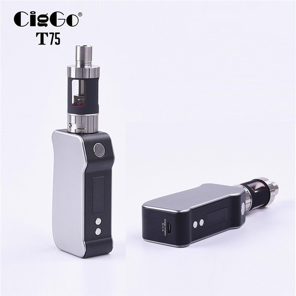 Original Bauway CigGo T75 E Cigarettes 75W TC Mod Kits 2500Mah Dual 18650 Batteriy Mod 3.5ml Atomizer Best Gift Box Kit