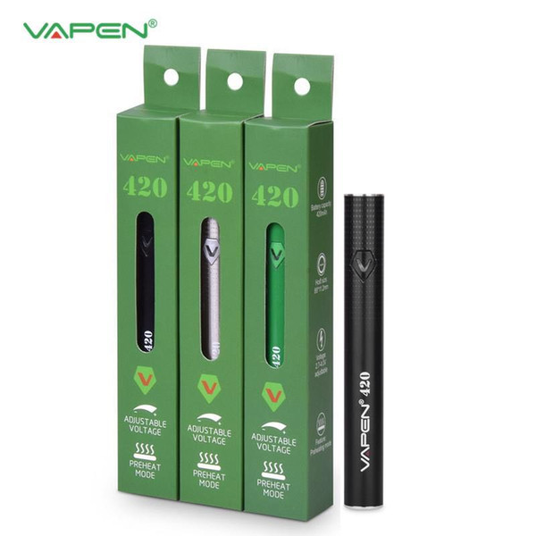 Original VAPEN 420 Pre heat VV Battery 420mAh Variable Voltage Adjustable micro USB Charge 510 ego Thick Oil Cartridges Atomizer Preheating