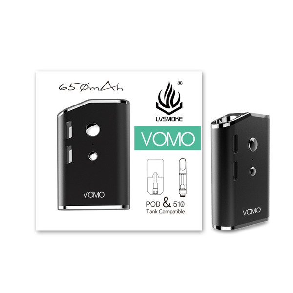 100% Original vomo 2in1 Box Mod 650mAh Preheat Voltage VV Battery 2-in-1 Vape Compatible empty Pod 510 Carts Cartridge DHL Free Shipping