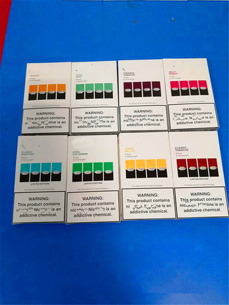 Vape Pen Pods New Package 8 flavors mango Cool Mint For vaporizer Portable vape pen kit 4 pods refillable pod cartridge