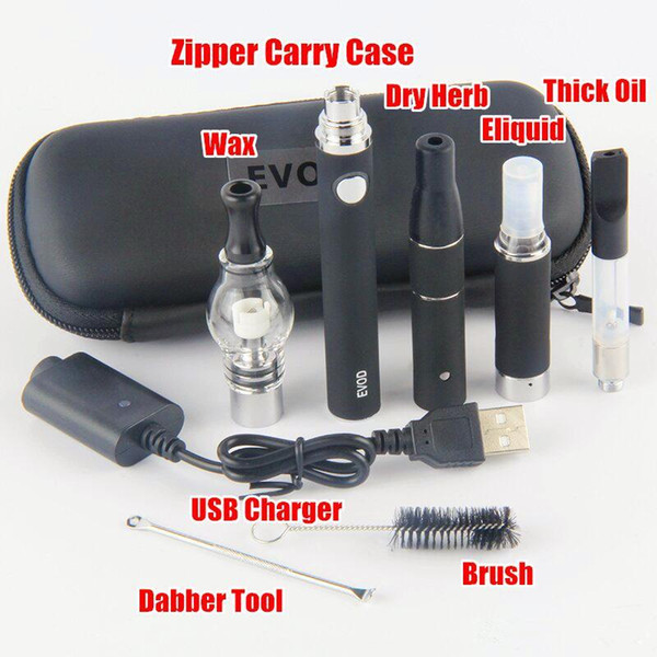 1100mah EVOD 4 in 1 Vape Starter Kits 4in1 Vapes Glass Globe Dab Wax Pen Ago Dry Herb Vaporizer MT3 vape cartridges