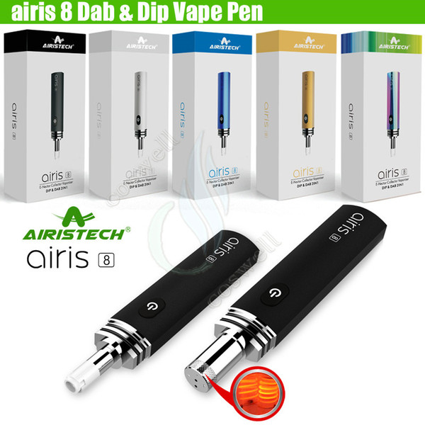 Original airis 8 Dab & Dip Dipper Vape Pen Airistech Wax Vaporizer Starter Kit vv e cigs Kits Instant-heat Quartz Crystal Coils Dabber Vapor