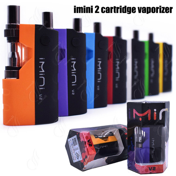 Authentic imini 2 V2 Thick Oil Cartridges Vaporizer Vape Pen 650mAh Preheat Voltage Variable Battery Box MOD Upgraded Liberty Tank Atomizers