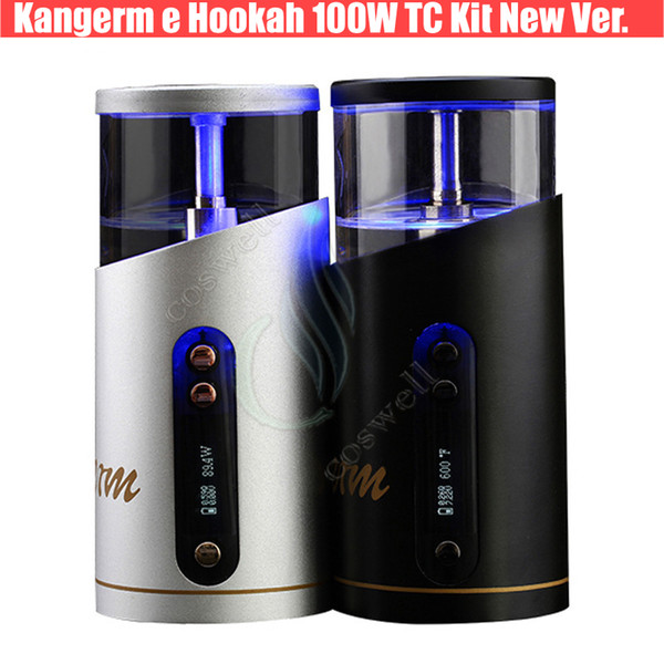 Kangerm ehookah 100W TC Kit New version charcoal e hookah 50ml 0.2ohm Tank 18650 battery portable Huge vapor bongs atomizer bongs dab Vape