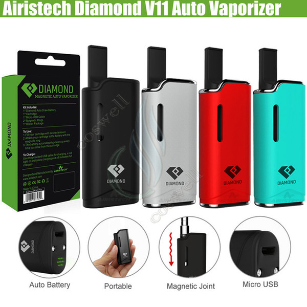 Authentic Airis Diamond V11 Auto Vaporizer 510 thread Vape pen Kits Airistech Box Mod 280mAh Battery CE3 O pen G2 Cartridges Tank Atomizers