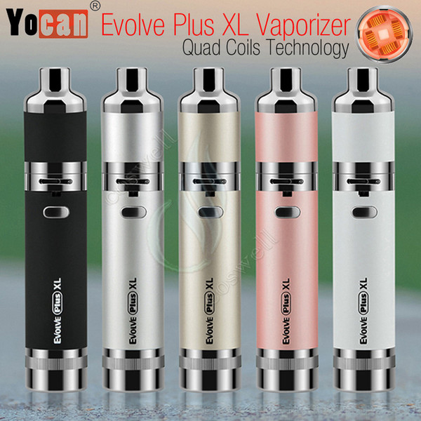 Original Yocan Evolve Plus XL Wax Vaporizer Kit Herbal Dry Herbal QUAD Coil Detachable Built-in Dual Compartment Silicone Jar Vape Pen Vapor