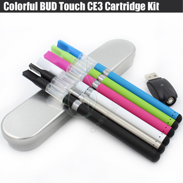 Top Colors Bud Touch CE3 Cartridges Gift box Kit Vaporizer 280mAh battery O pen atomizers Vapor WAX thick Oil tank e cigs Vape Kits DHL