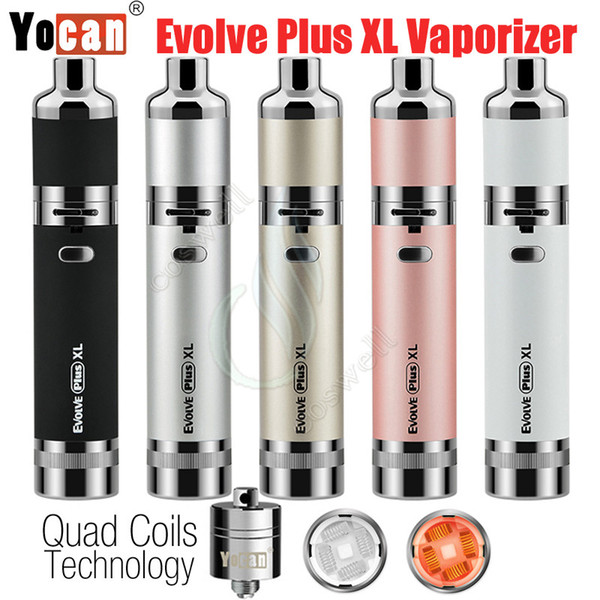 Yocan Evolve Plus XL Wax Vaporizer Kit Herbal Dry Herbal QUAD Coils Detachable Built-in Dual Compartment Silicone Jar Vape Pen e cigs Vapor